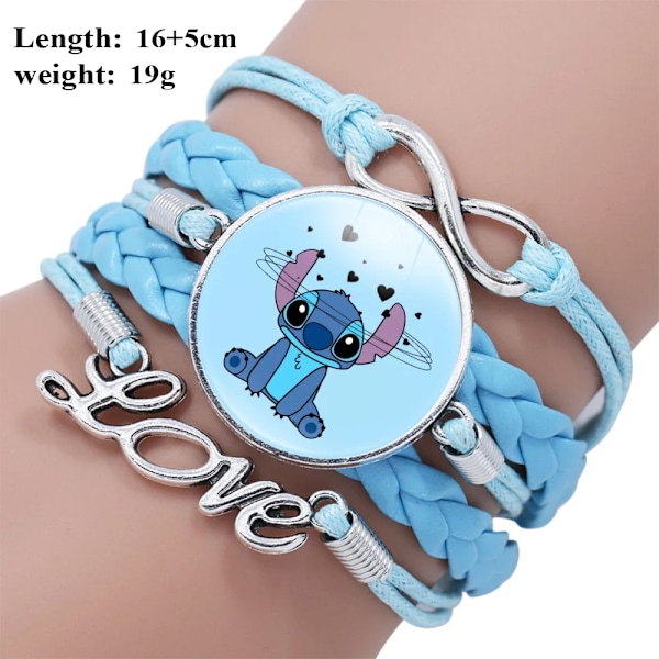 Disney Lilo og Stitch Blåt Multilagsarmbånd til Piger Anime Smykker Tegnefilm Tidsperlearmbånd Børne Fødselsdagsgave 20001941