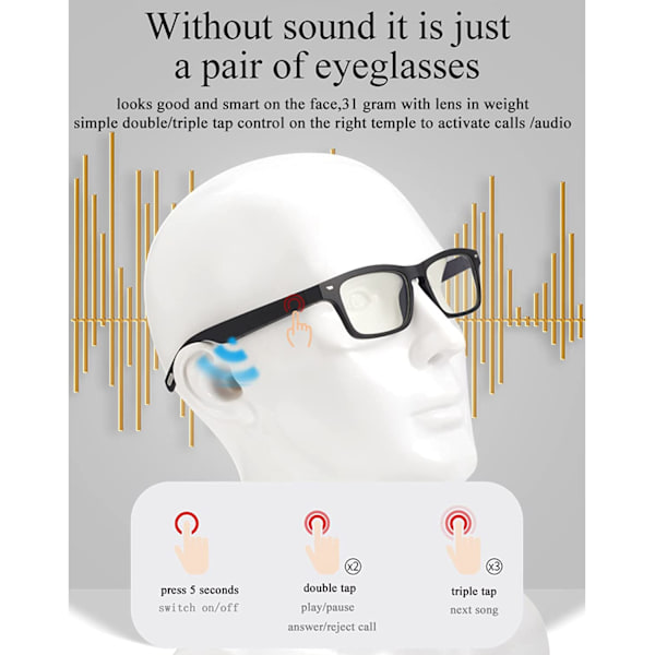 Smarte lydglas?gon Tr?dl?se Smarte Bluetooth