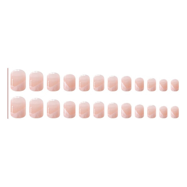 pack of 24 press-on nails, short nude pink French false nails