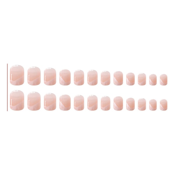 pakke med 24 press-on negle, korte nøgen lyserøde franske kunstige negle