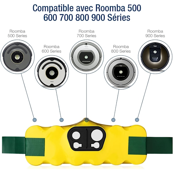 5000mAh 14.4V NiMH udskiftningsbatteri kompatibelt med Roomba 500 510 520 530 532 535 540 555 560 600 610 620