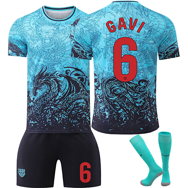 2025-2026 Barcelona specialutgåva Nr. 9 Lewandowski 8 Pedri 6 Gavi 10 Messi 19 Yamal tröjset blå{HONGDE} No. 8 Pedri with socks #24