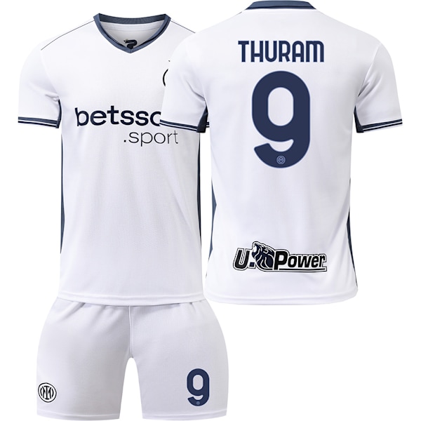 2024-2025 Inter Milan udebane fodbolduniform nr. 9 Thuram børnetrøje herre- og damesæt{HONGDE} Size 9 socks S