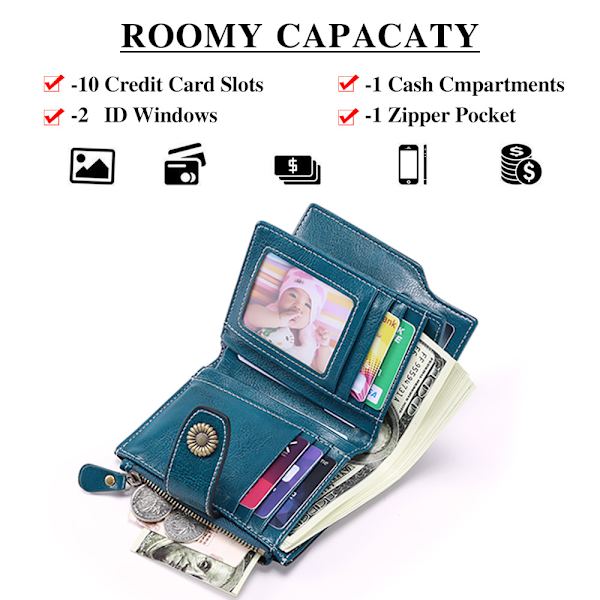 Pieni lompakko naisille RFID-naiset Bifold-lompakot (Claret)
