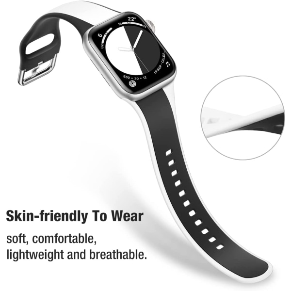 Designet til Apple Watch Band 42/44/45mm(Sort/Hvid)