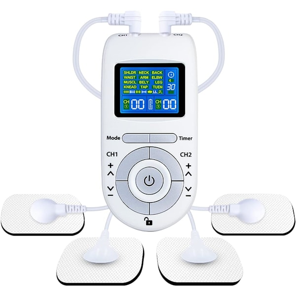TENS-maskin med to kanaler for smertelindring, [12 moduser, 40 intensiteter]