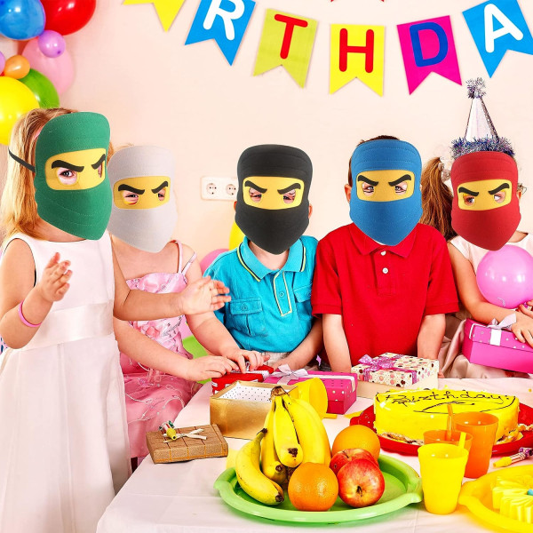 20 stykker Ninjamasker f?r barn, elastisk tegnet filmmaske f?r pojkar, flickor, Halloween-kostym