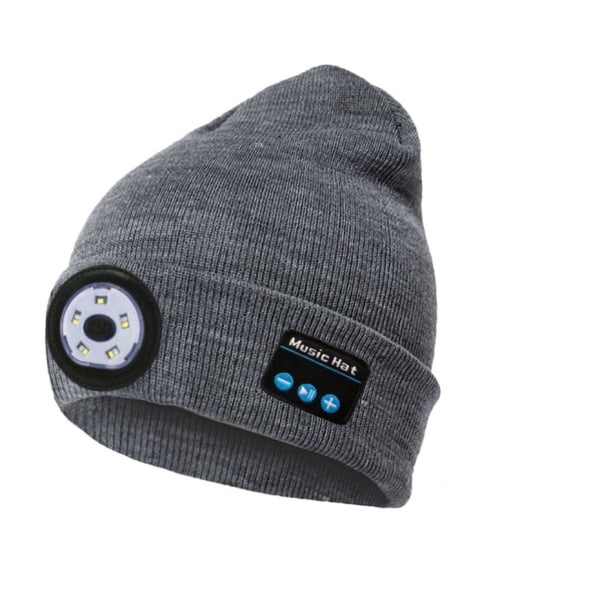 Bluetooth musikhat med LED Tech-gave (grå)