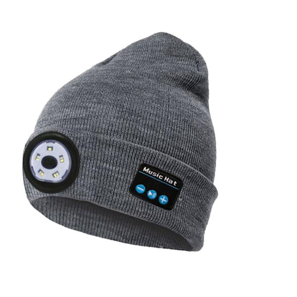 Bluetooth-musikhatt med LED-teknikgåva (grå)