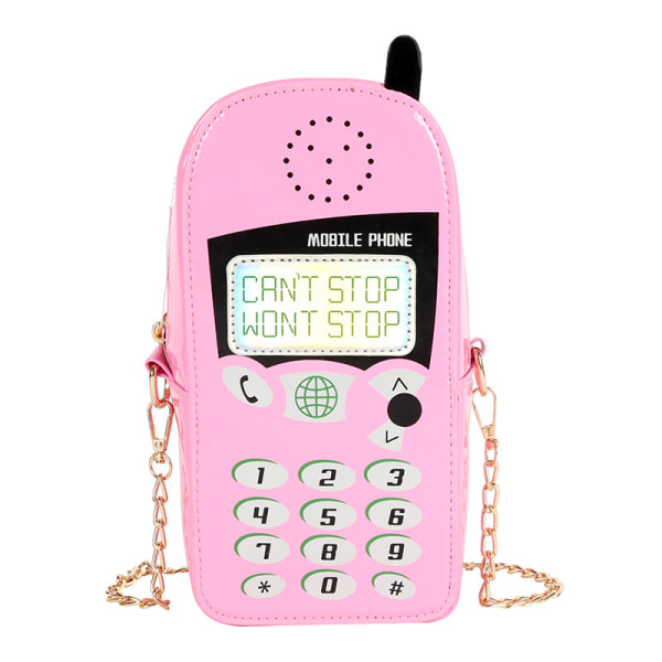 Stereo-matkapuhelimen laser-PU Messenger Bag Lahja ystäville, vaaleanpunainen