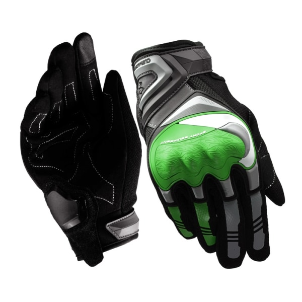 Moottoripyöräkäsineet aikuisille, Full Finger Touchscreen-Green-M