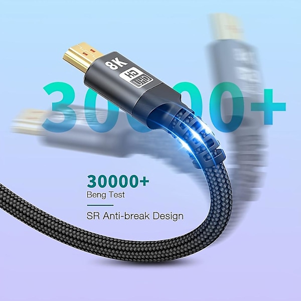 8K HDMI-kompatibel kabel HDMI 2.1 8K@60Hz Ultra Digital HD UHD Högkvalitativ flätad för laptop PS4 PS5 TV-projektorer skärm