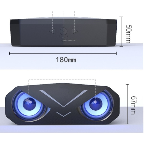 Trådlös Bluetooth 5.0-högtalare med djup bas LED-lampor svart