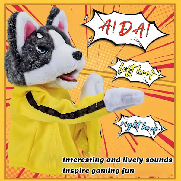 Kung Fu Husky Handskar Dockteater Ljudkapabel Boxningshund Handdocka Leksak [GGL]
