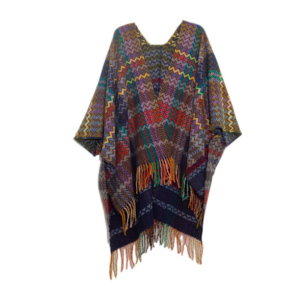 Kvindernes Sjal Wrap Plaid Poncho Cape Åben Front Sweater Strik Cardigan med Kvast