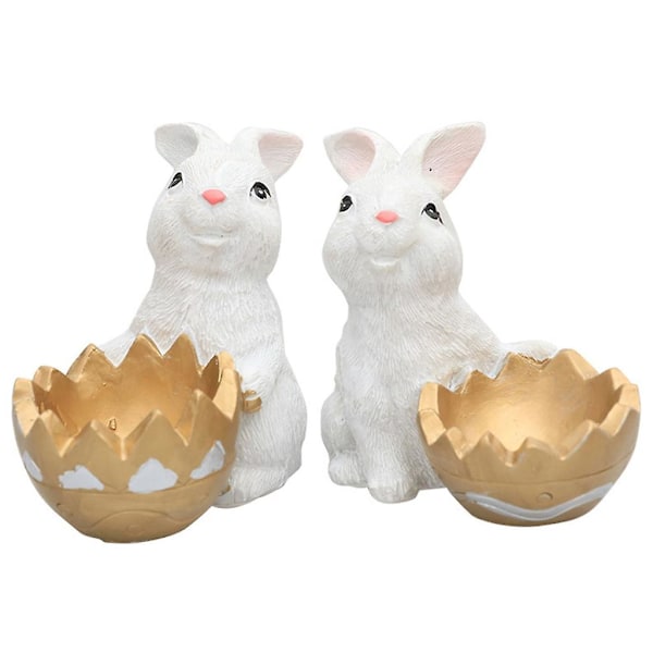 2 st Fjäder Påskhare Figurer Heminredning Trädgårdsstaty Ornament