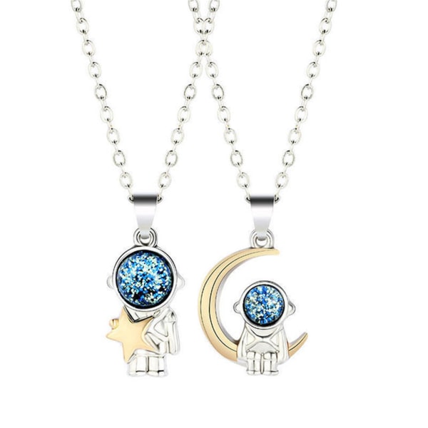 1 par par halskæde Astronaut Moon Shape halskæde smykker