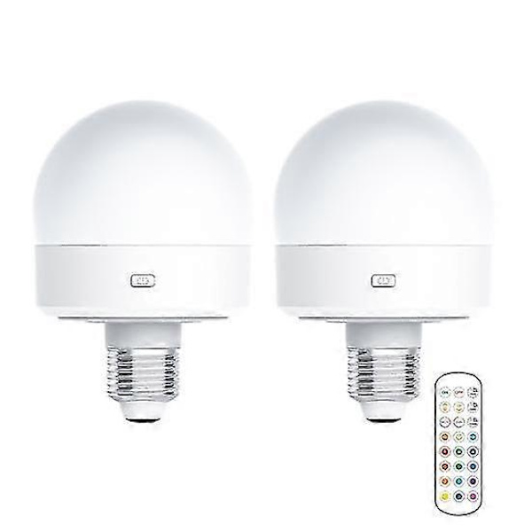 USB Uppladdningsbar Lampa med Fjärrkontroll Timer Dimbar Lätt att Installera Batteridriven E27 Lampa RGB Lampa
