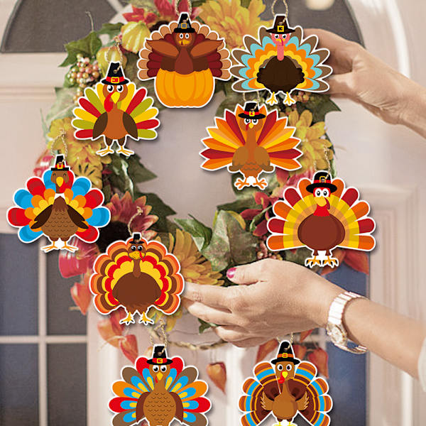 Tyrkiet Håndværkskit Thanksgiving | Thanksgiving Tyrkiet Lavningskit | DIY Festlig Efterårs Thanksgiving Party Spil | Dørhængende Dekorationer (50 stk)