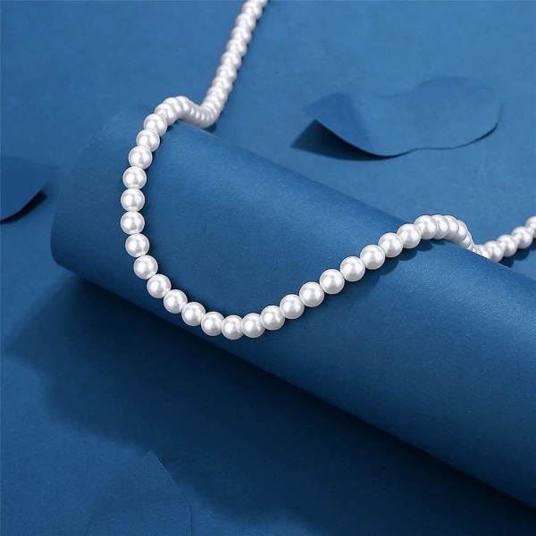 Perlehalskæde til mænds enkle håndlavede perlehalskæde, 18 tommer