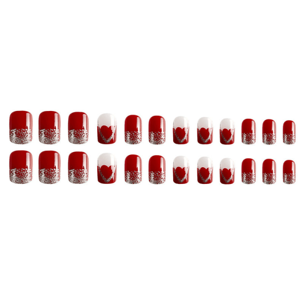 Paketet innehåller 24 spikar att fästa på kistan, Konstgjorda naglar med röd spets