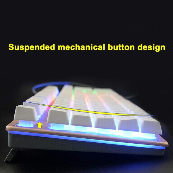 LED-bakgrundsbelyst speltangentbord och muskombination Ergonomiskt tangentbord, vitt