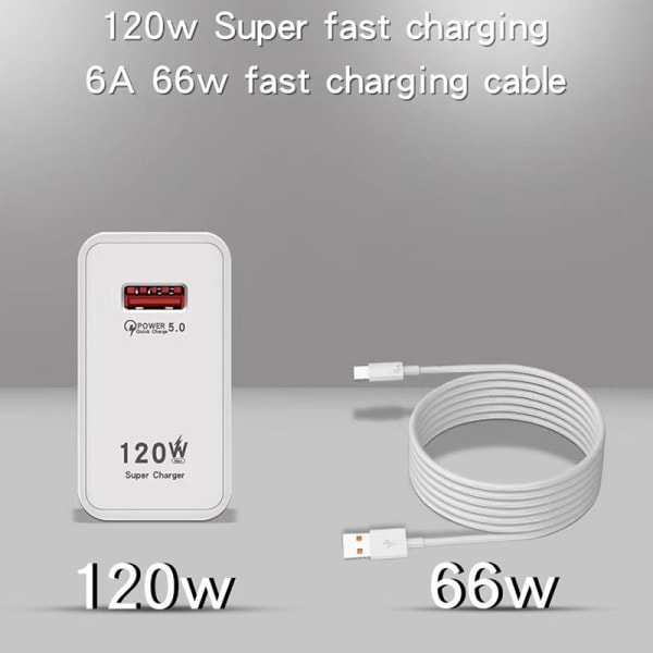 120W nopea lataus USB-laturi virtalähde Valkoinen EU
