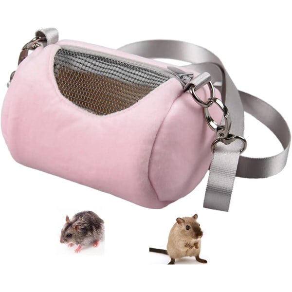 Hamsterväska Portable Cylinder Andningsbar utomhusväska, rosa