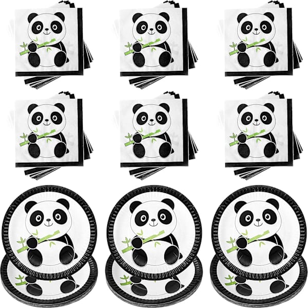 30 st Panda Papperskakfat och 40 st Panda Babyservetter