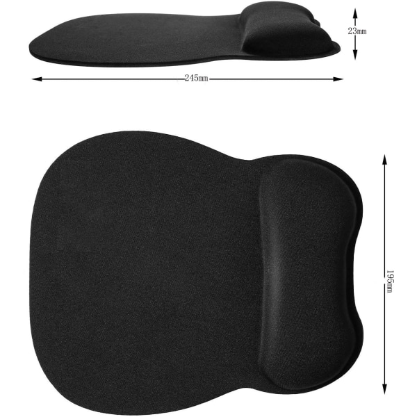 Ergonomisk musemåtte med ergonomisk håndledsstøtte, sort