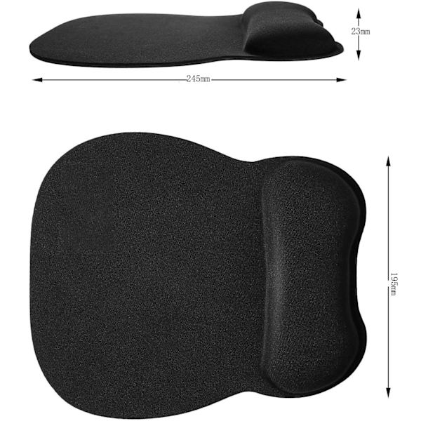 Ergonomisk musmatta med ergonomiskt handledsstöd, svart