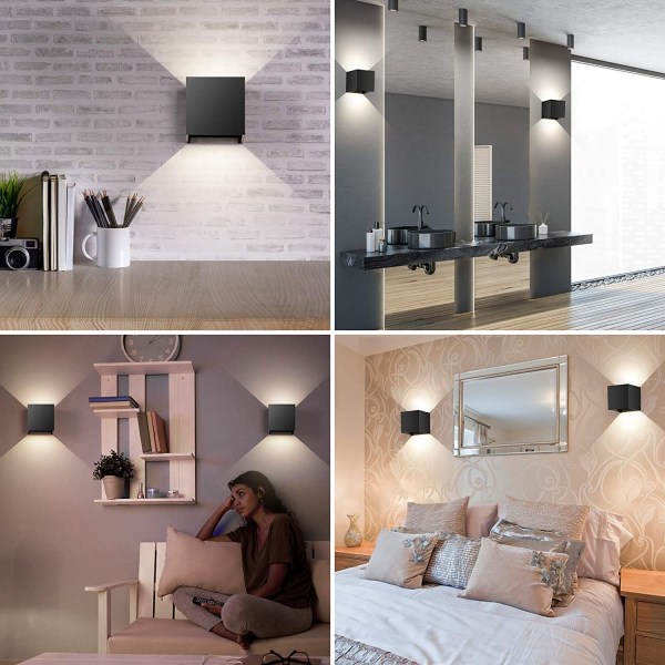 1 stk vegglampe, justerbar strålevinkel 10W LED svart