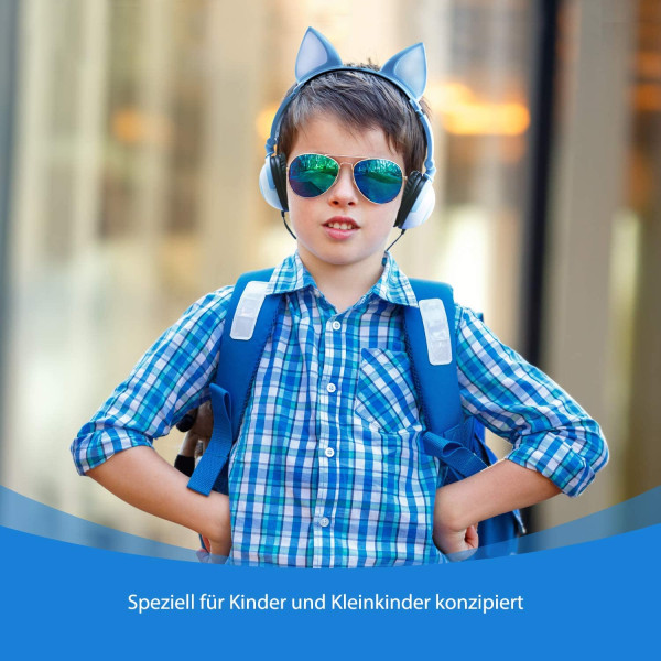 Kids Headphones with Adorable LED Flashing Cat Ears blue