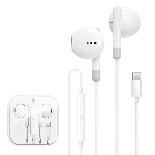 Typ C 3,5 mm Trådbunden Hörlurskabel In-Ear Brusreducerande Gaminghörlurar med Mikrofon för Apple Samsung Android Smartphones White(for iPhone) Built-in Microphone