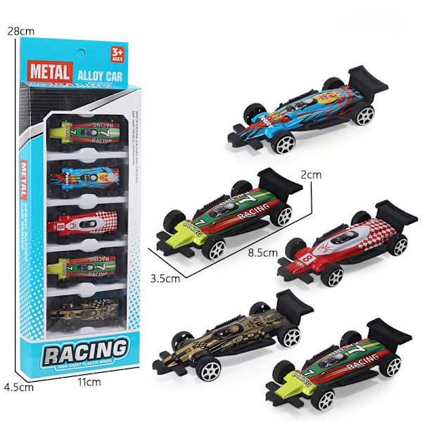 Glide Racing Die Cast -kilpa-autot, 5 kappaleen setti (Racing)
