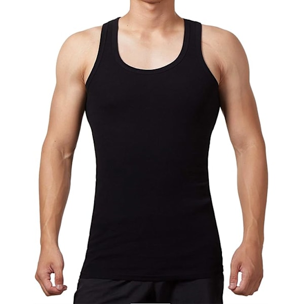 5-pack Herrlinnen 100% Bomull Tanktop Underkläder (Svart*5 L