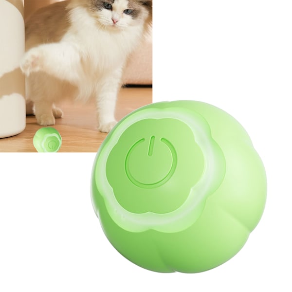 Smart katt leksak boll interaktivt bitresistent lindra tristess automatisk rörlig rullboll för katt kattunge gräsgrön