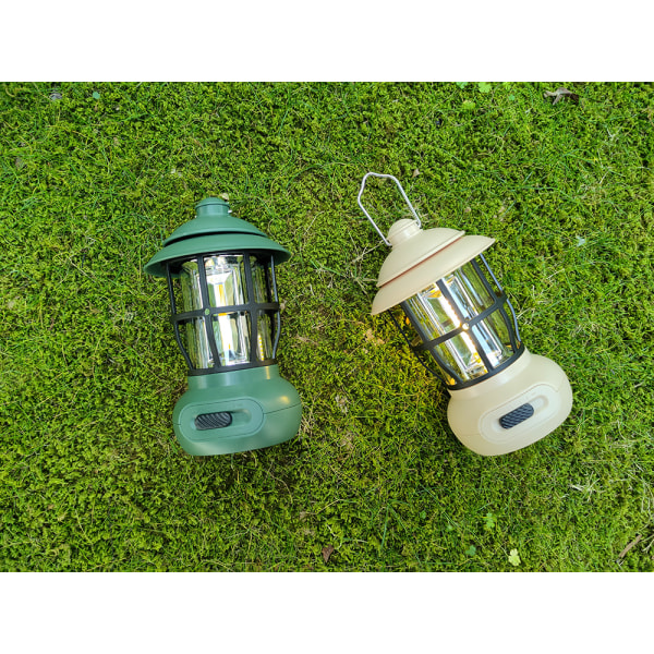 Utomhus campinglampe atmosfære varmt lys belysning campinglampe retro hestelampe USB-opladningstælt campinglampe hvid White