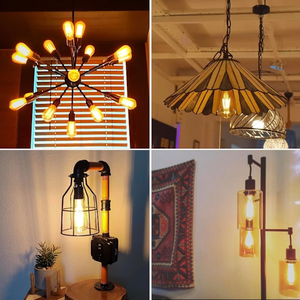 Vintage-lamppu E27-kierre, 4 W vastaa 40 W, retro meripihkanvärinen lämmin lasikierre-lamppu, 2700 K lämmin valkoinen, kierre LED-filamentti, 6 kpl 6pcs