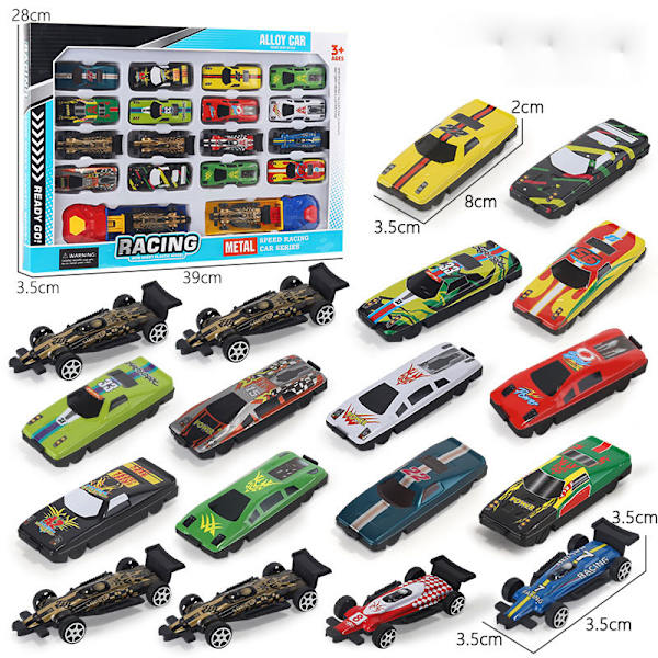 Kilpa-autot Die cast -kilpa-autot Ajoneuvot 18 kappaleen sarja