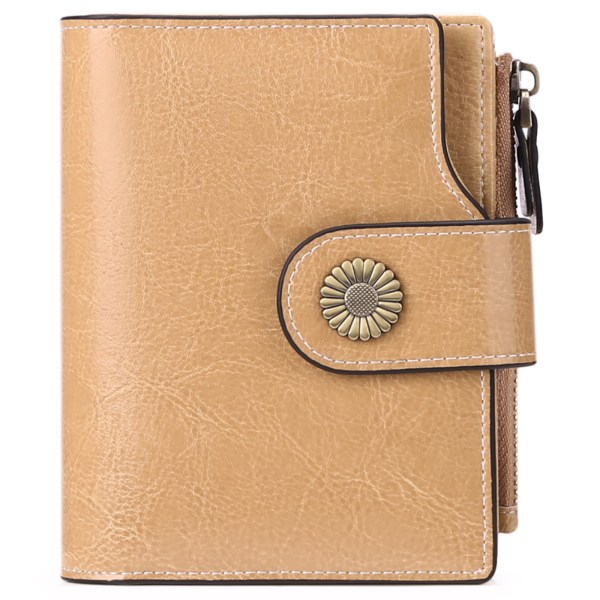 Liten plånbok för kvinnor RFID Bifold-plånböcker för damer (khaki)