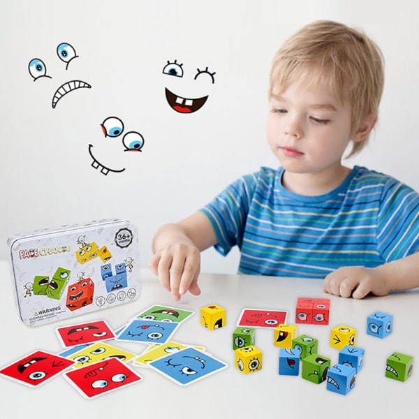 Pedagogiska leksaker för barn Känslor Ändra uttryck Pussel