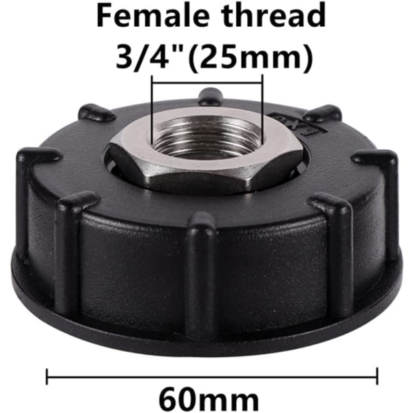 IBC S60X6 Grov gängad vattentankadapter med slangkoppling Rostfri 6-part inner wire