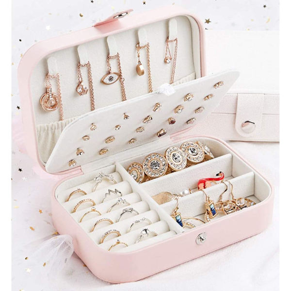 Smyckeskrin, bärbar resesmyckesförvaring (rosa)
