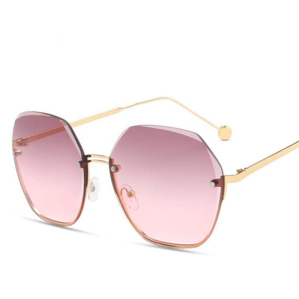 Solglasögon i metall utan båg, dekorativa glasögon, grå rosa