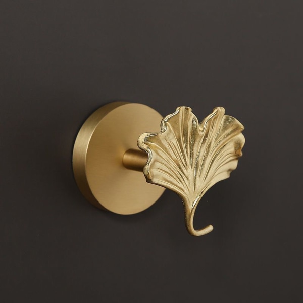 Messing Knager Kabinet Dør Knager Ginkgo Blad Disk Knager