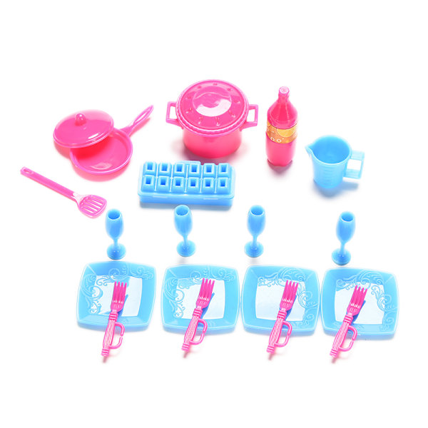 18 osaa/setti Mini keittiösetti Barbie-nukkejen leikkimökkiin