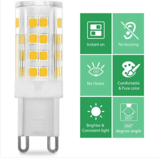 LED-pære, 40W ekvivalent, varm hvit 3000k, 220-240V, 360° strålevinkel, pakke med 10 220V5W