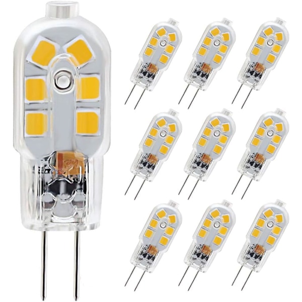 10 stk. LED-pære G4, 20W halogenpære-erstatning, 2W G4 dobbelt fodbase, 12V dagslys 6000 K
