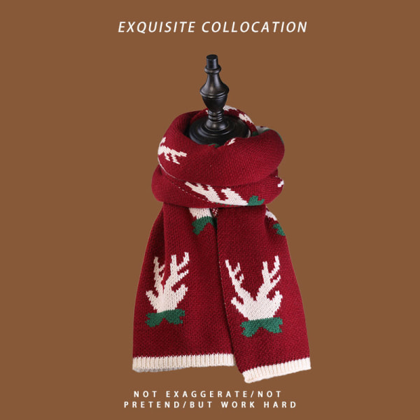 Winter Scarf Christmas Scarf Elk Scarf Wine Red Deer Head